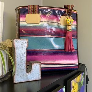 Consuela Striped Multicolor Leather Tote with Tassel